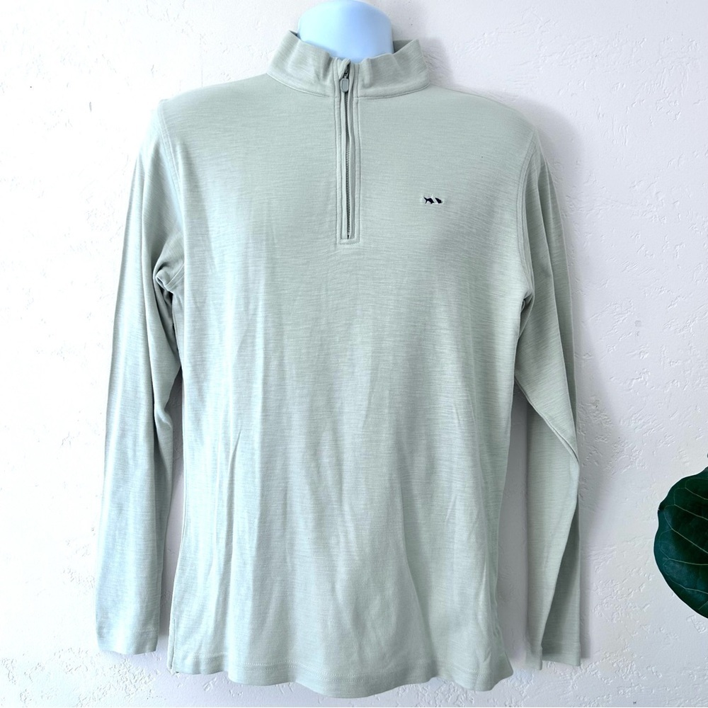 FISH HIPPIE FISH Shad Point Heather Beige Pullover 1/4 Zip Sweater Mens S